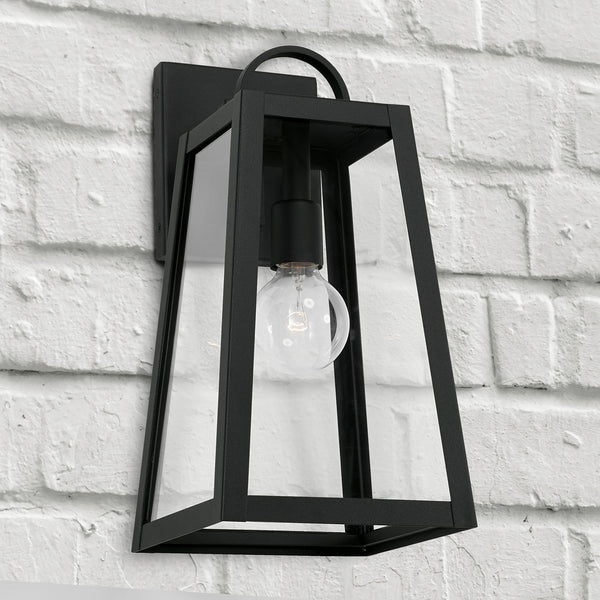 Layton 8" One Light Outdoor Wall Lantern, Black