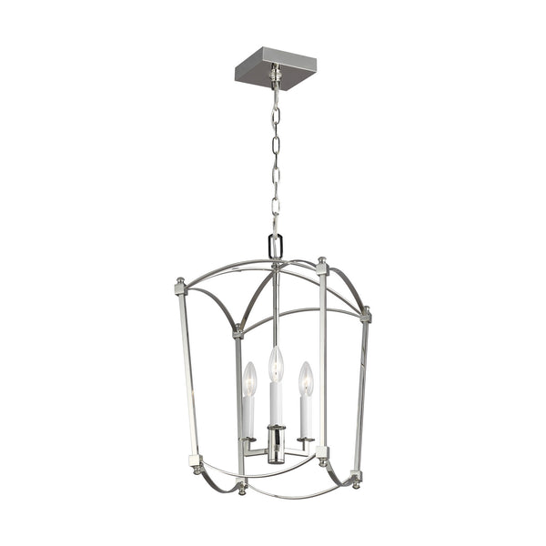 Thayer 12" Three Light Lantern, Polished Nickel