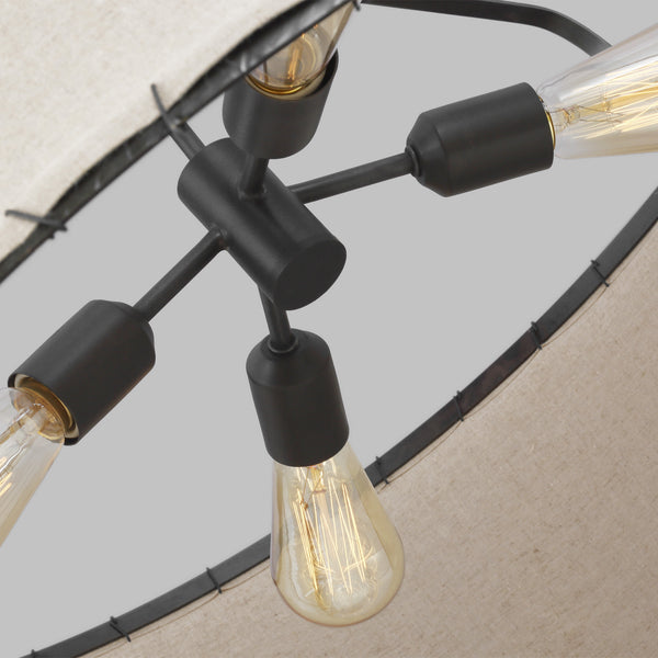 Dunne 34" Four Light Pendant, Aged Iron