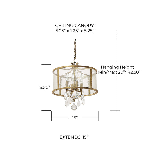 Georgene 15" Four Light Pendant, Antique Gold
