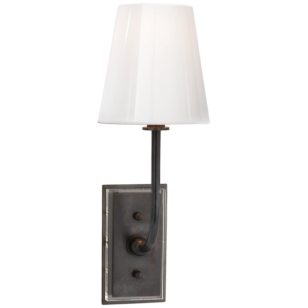 Hulton 6" One Light Wall Sconce with White Glass Shade, Bronze