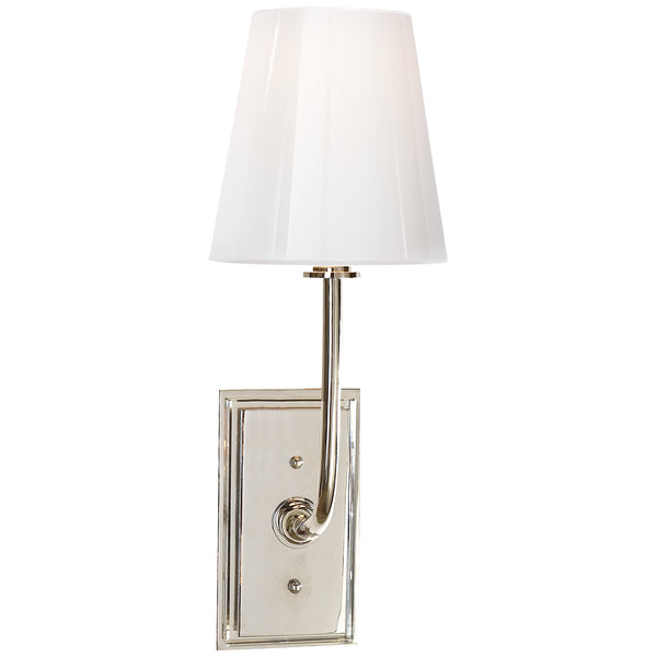 Hulton 6" One Light Wall Sconce with White Glass Shade, Polished Nickel