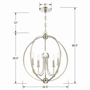 Sylvain 22.5'' Five Light Chandelier, Polished Nickel - Alternate Product Image 2.jpg