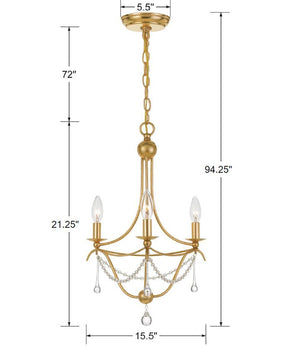 Katrina 15.5'' Three Light Mini Chandelier, Antique Gold Alt 4.jpg