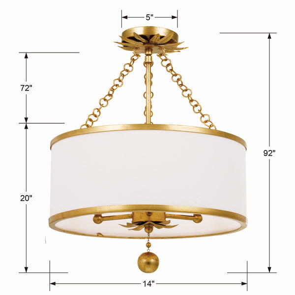 Laurel 14'' Three Light Semi Flush Mount, Antique Gold Alt 4.jpg
