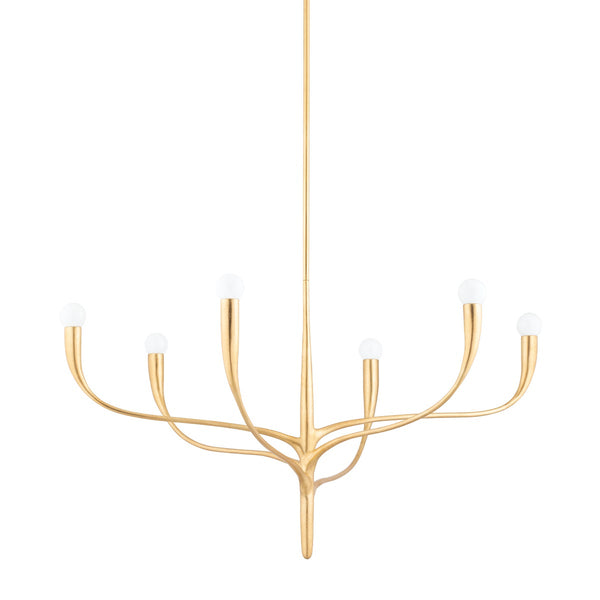 Avenora 37" Six Lights Chandelier, Vintage Gold Leaf