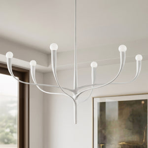 Avenora 37" Six Lights Chandelier, White Plaster