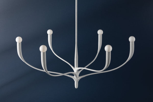 Avenora 37" Six Lights Chandelier, White Plaster