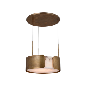 Armise 28" Drum Chandelier, Mottled Brass