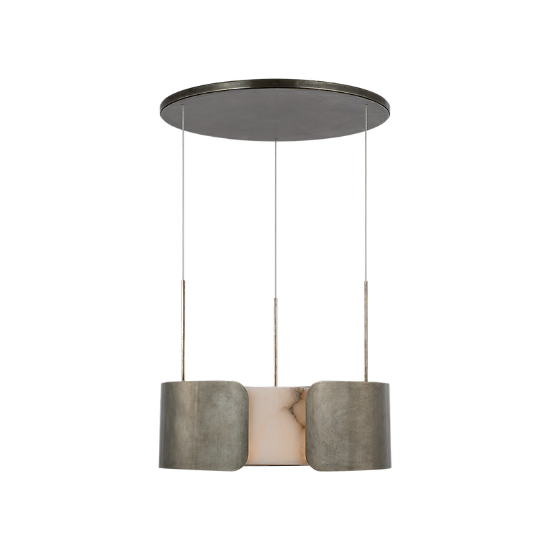 Armise 28" Drum Chandelier, Mottled Pewter