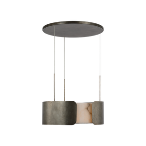 Armise 28" Drum Chandelier, Mottled Pewter