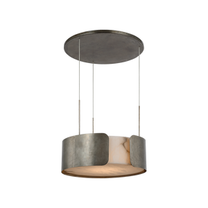 Armise 28" Drum Chandelier, Mottled Pewter