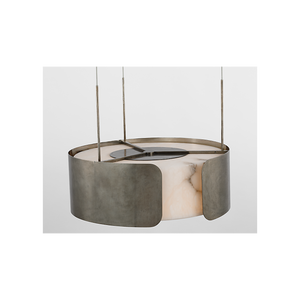Armise 28" Drum Chandelier, Mottled Pewter