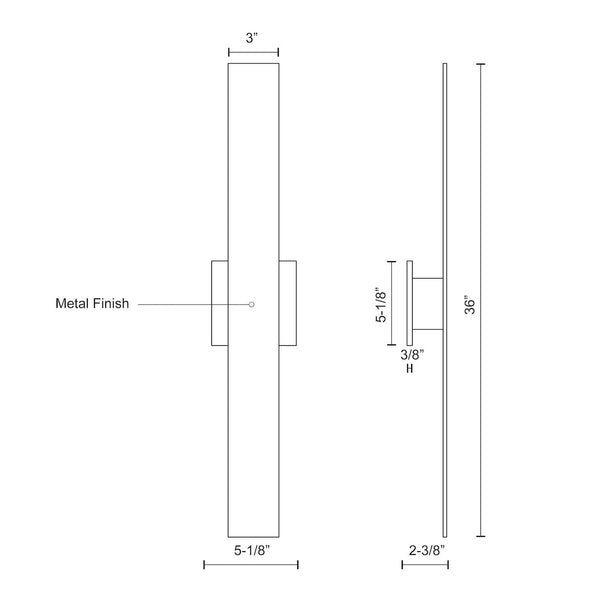 Azalea 36" LED Indoor/Outdoor Wall Light, Brushed Nickel