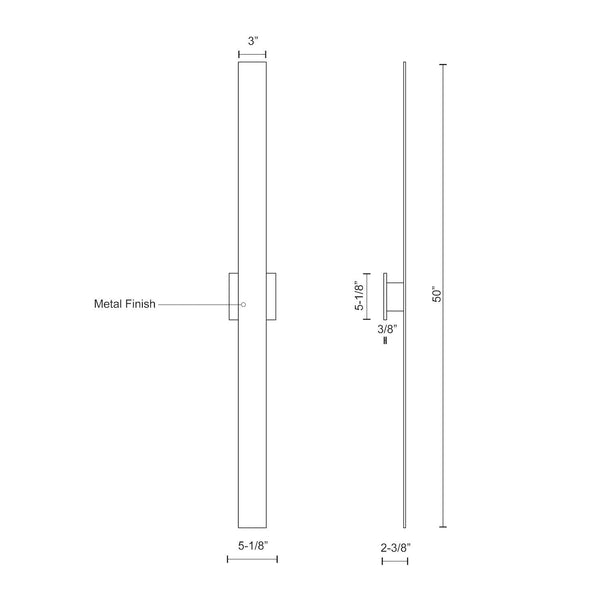 Azalea 50" LED Indoor/Outdoor Wall Light, Brushed Nickel