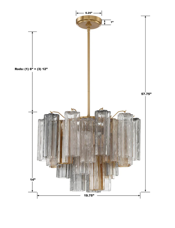 Adler 19.75'' Six Light Chandelier, Aged Brass Autumn
