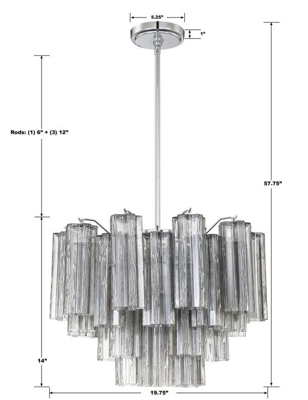 Adler 19.75'' Six Light Chandelier, Chrome Smoke