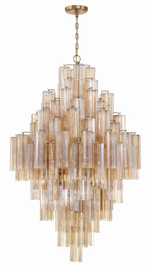 Adler 31.5'' 20 Light Chandelier, Aged Brass Amber