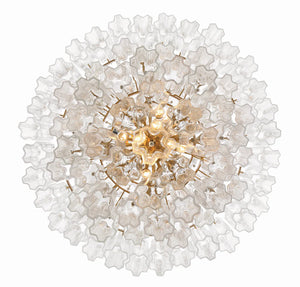 Adler 31.5'' 20 Light Chandelier, Aged Brass Clear