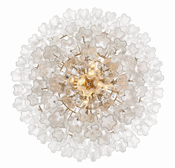 Adler 31.5'' 20 Light Chandelier, Aged Brass Clear