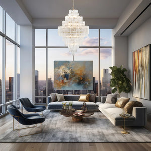 Adler 31.5'' 20 Light Chandelier, Aged Brass Clear