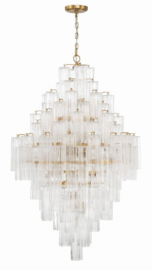 Adler 31.5'' 20 Light Chandelier, Aged Brass Clear