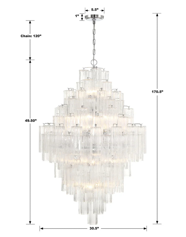 Adler 31.5'' 20 Light Chandelier, Chrome Clear
