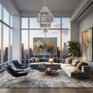 Adler 31.5'' 20 Light Chandelier, Chrome Smoke