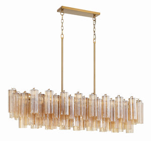 Adler 51.75'' 14 Light Chandelier, Aged Brass Amber