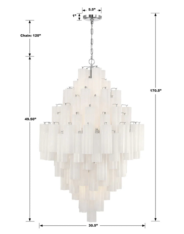 Adler 31.5'' 20 Light Chandelier, Chrome White