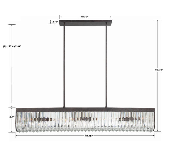 Allegra 53.75'' Six Light Chandelier, Charcoal Bronze