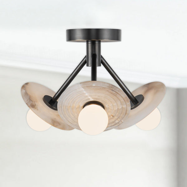 San Simone 13" Semi-Flush LED Ceiling Light, Urban Bronze/Alabaster