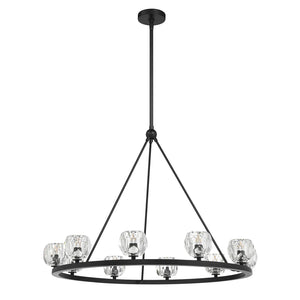 Araceli 36'' 10 Light LED Chandelier, Matte Black Clear Crystal