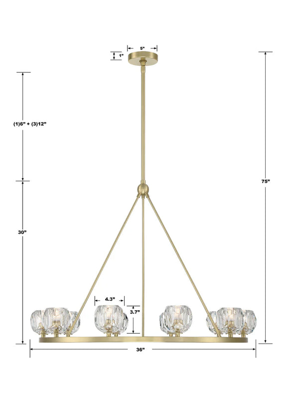 Araceli 36'' 10 Light LED Chandelier, Soft Brass Clear Crystal