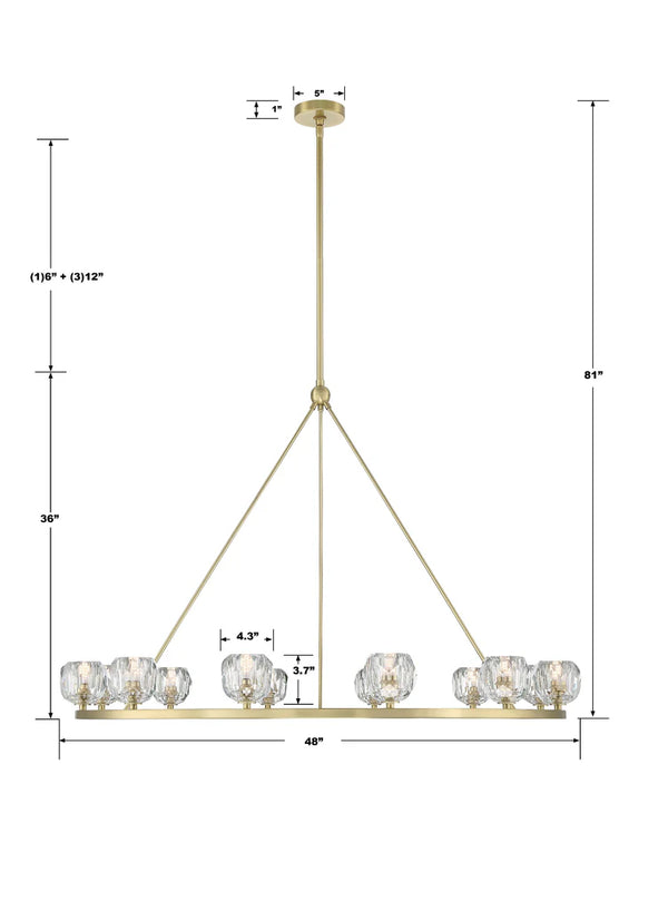 Araceli 48'' 12 Light LED Chandelier, Soft Brass Clear Crystal