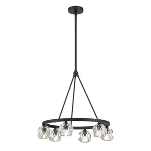 Araceli 24'' 6 Light LED Chandelier, Matte Black Clear Crystal