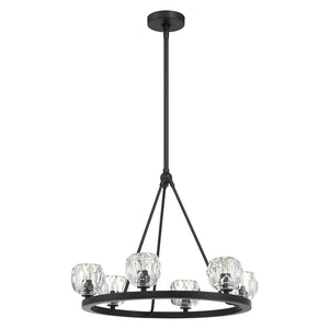 Araceli 24'' 6 Light LED Chandelier, Matte Black Clear Crystal