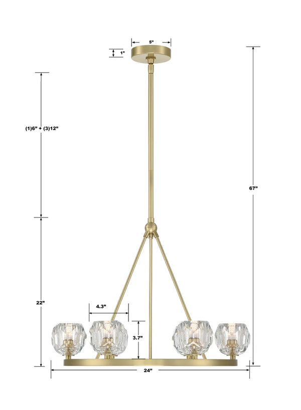 Araceli 24'' 6 Light LED Chandelier, Soft Brass Clear Crystal
