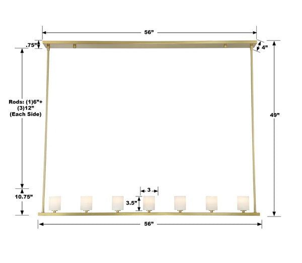 Araceli 56'' 7 Light LED Chandelier, Soft Brass Stone