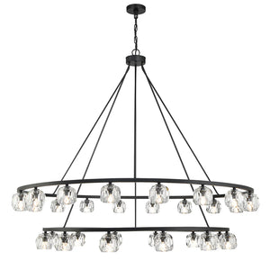 Araceli 60'' 30 Light LED Chandelier, Matte Black Clear Crystal