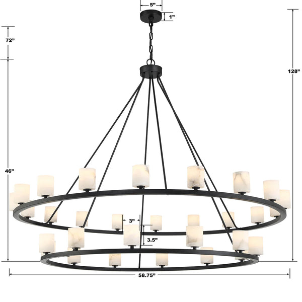 Araceli 58.75'' 30 Light LED Chandelier, Matte Black Stone