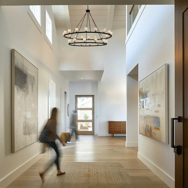 Araceli 58.75'' 30 Light LED Chandelier, Matte Black Stone
