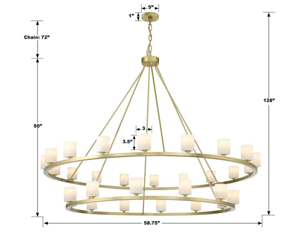 Araceli 58.75'' 30 Light LED Chandelier, Soft Brass Stone
