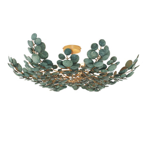 Zairen 38" Three Light Flush Mount, Eucalyptus Stain