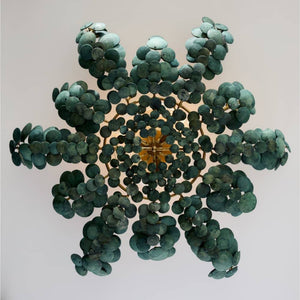 Zairen 38" Three Light Flush Mount, Eucalyptus Stain