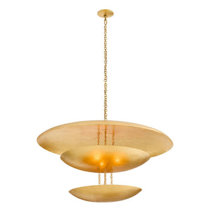 Oliver 42" Eight Light Chandelier, Gold Leaf