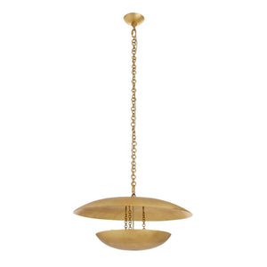 Oliver 25" Three Light Chandelier, Gold Leaf