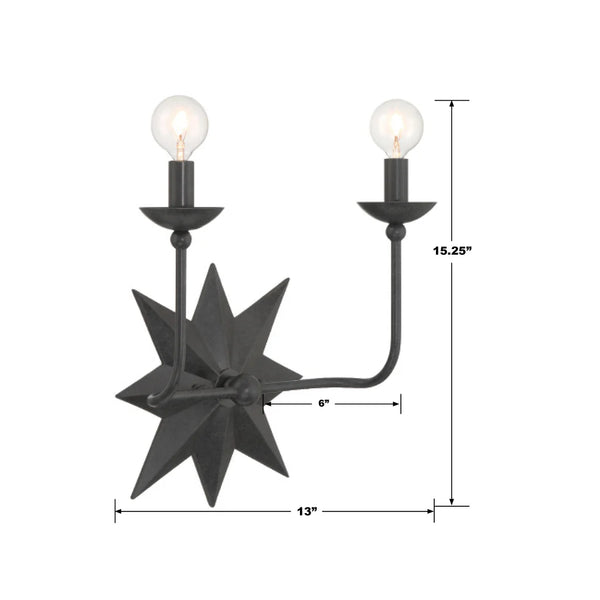 Superstar 13'' Two Light Wall Sconce, Black