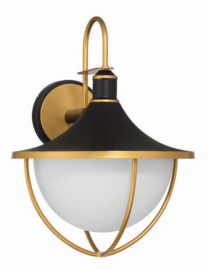 Atley 22'' Three Light Outdoor Wall Sconce, Matte Black / Textured Gold