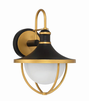 Atley 13.5'' One Light Outdoor Wall Sconce, Matte Black / Textured Gold